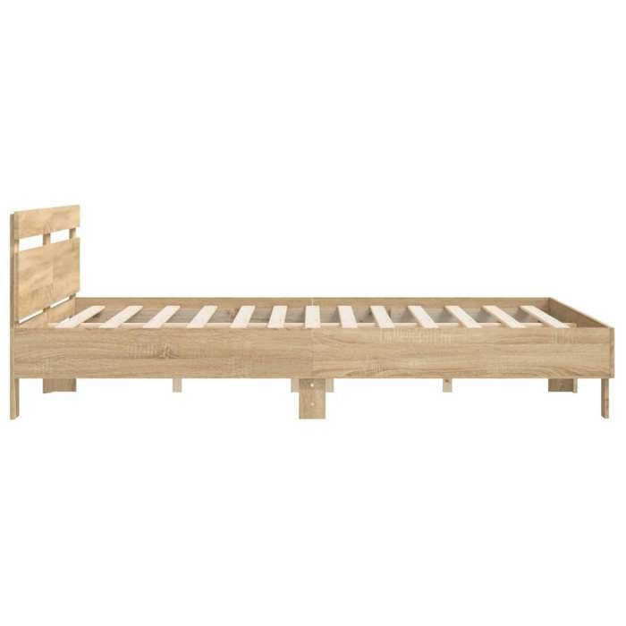 Marrón 200 x 200 cm - Cama de madera - Estable y duradera - Estructura de cama - Colchón no incluido - Roble Sonoma 200x200 cm 001_186734