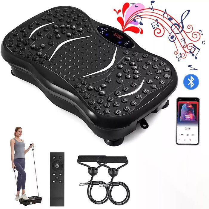 Vibro Fitness trilplaat met lcd-scherm - Hometrainer, body shaper, fitnessapparaat - 5 standen, zwart