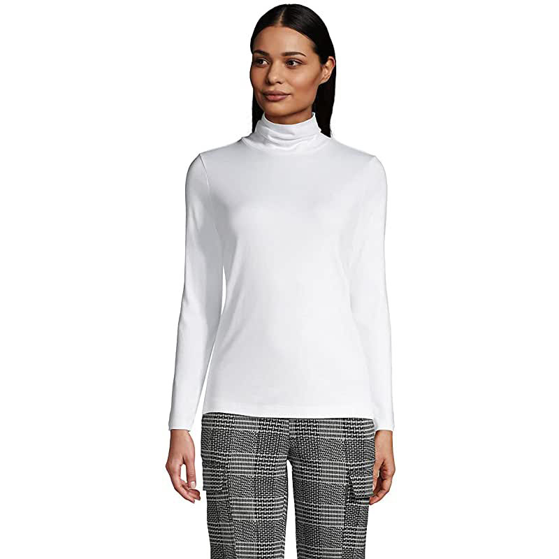 Pull à col roulé à manches longues en coton Supima pour femme de Lands' End