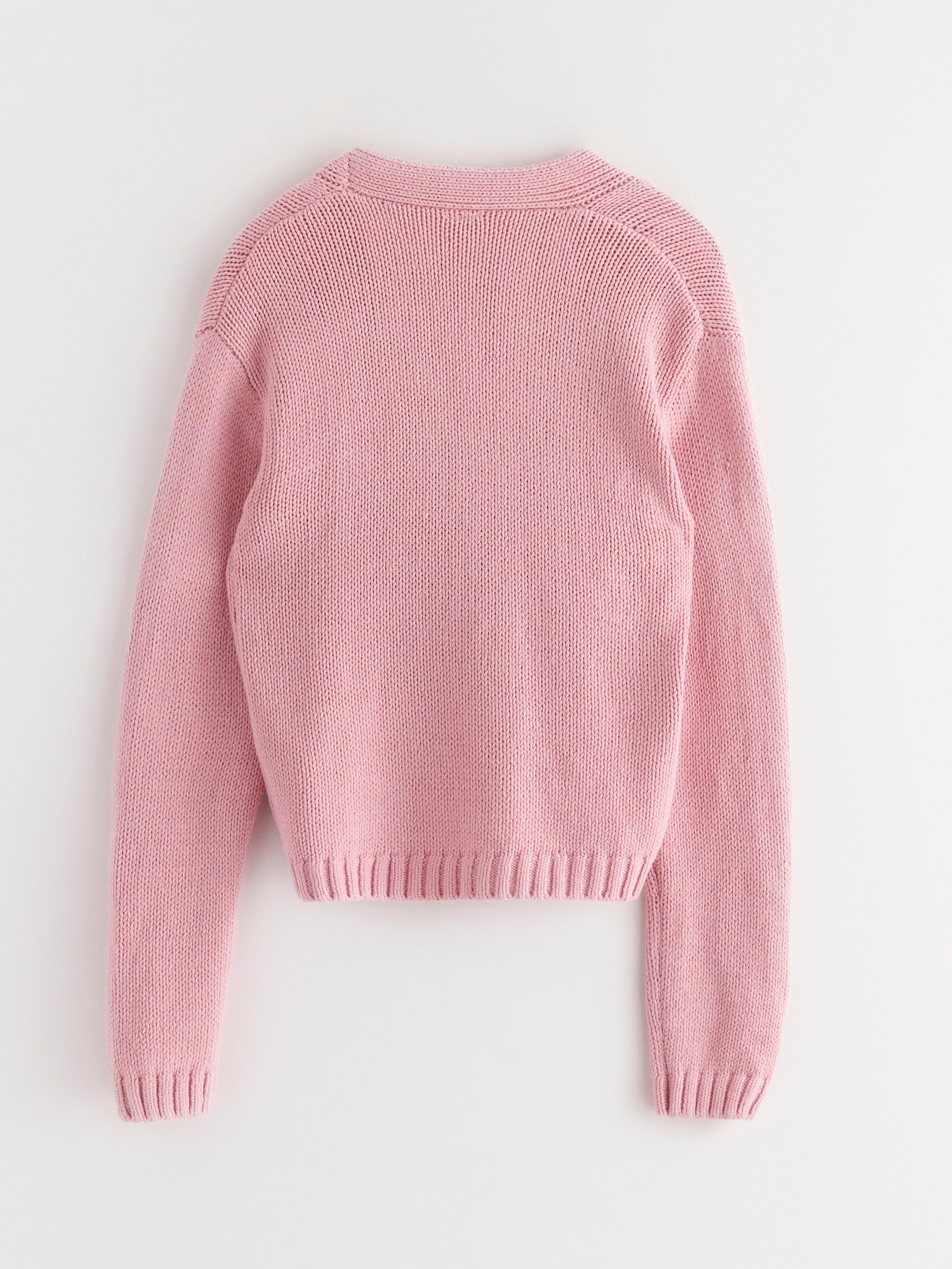 Cardigan med knyting Lys støvet rosa