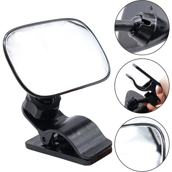 Espejo retrovisor para bebé con clip, rotación de 360°, espejo para coche con visión amplia, seguridad en los asientos traseros, 9 * 5,7 cm