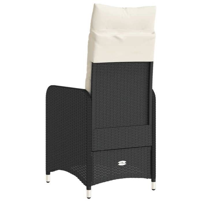 vidaXL Reclining Garden Chair with Cushions, Black Wicker Resin, Reclining Garden Armchair, Reclining Chair 365680