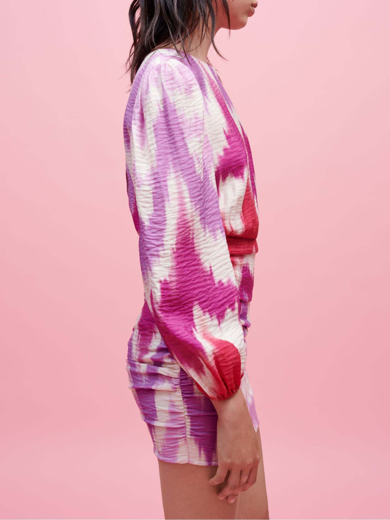 Jurk van viscose met tie-dye print - Fuchsia tie-dye