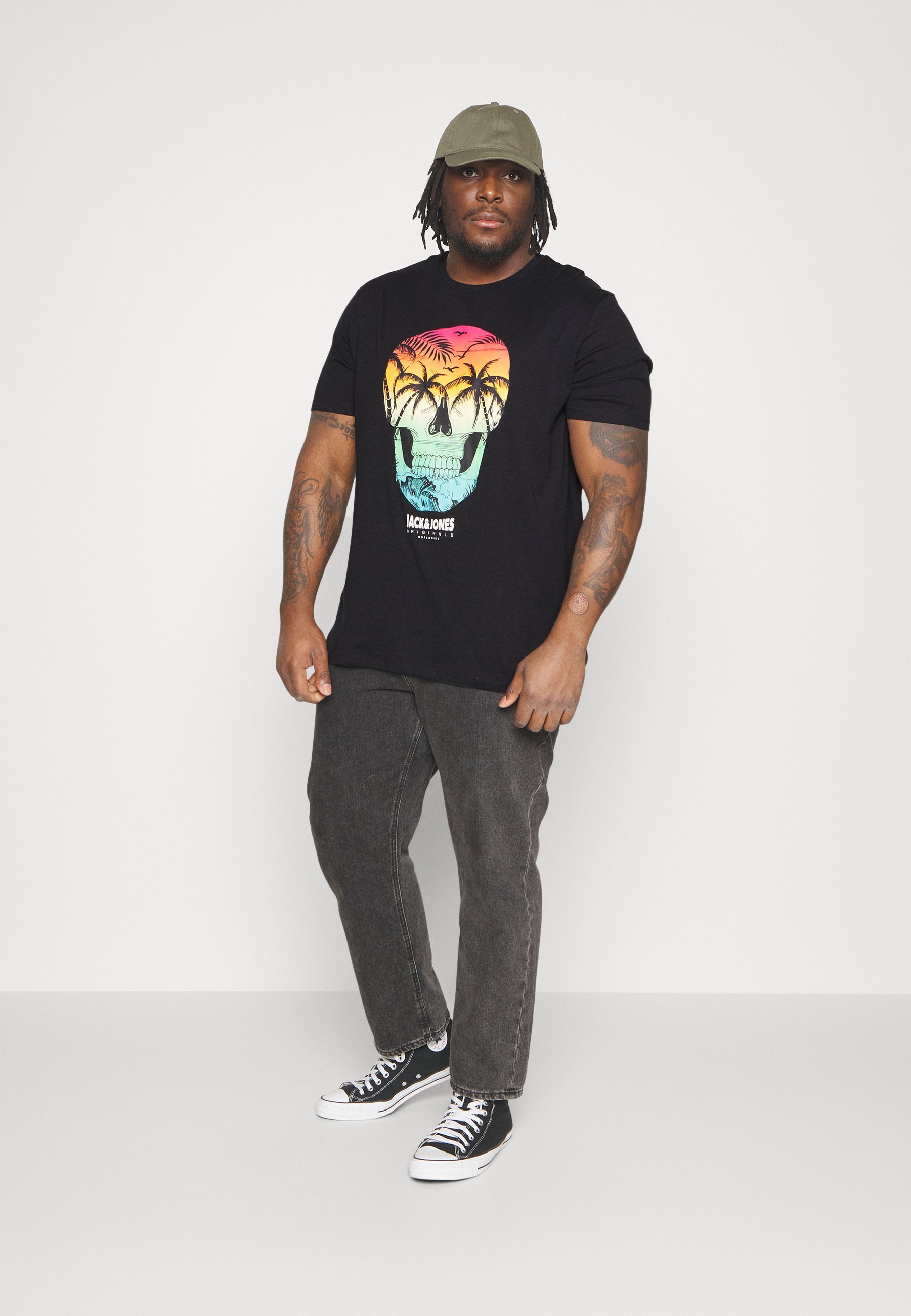 T-shirt Jack & Jones JORMINDSKULL à col rond - Imprimé - Noir