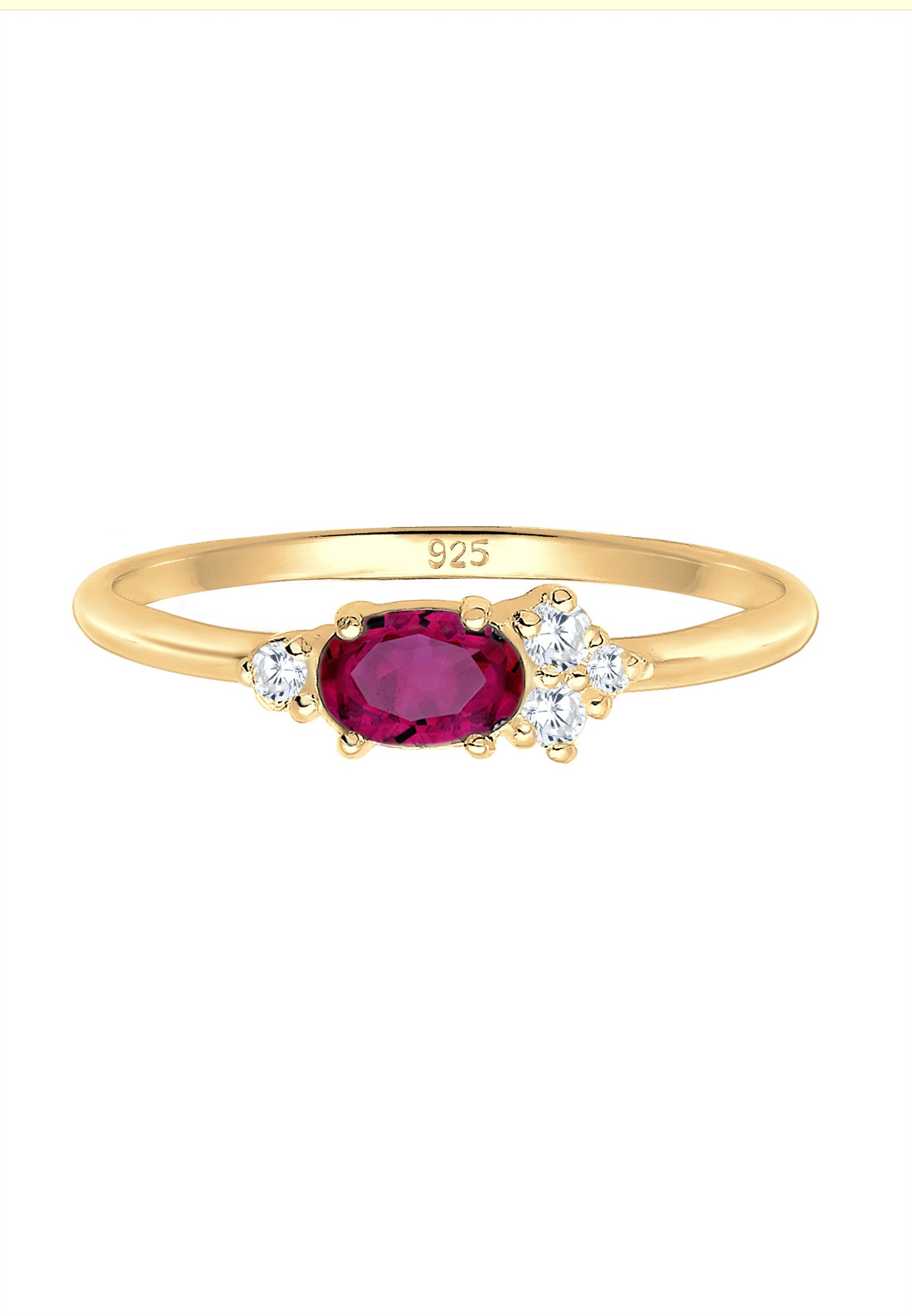 Elli PREMIUM Elli PREMIUM Bague Femmes fiançailles avec rubis synthétique et cristaux de zirconium en argent sterling 925 plaqué or