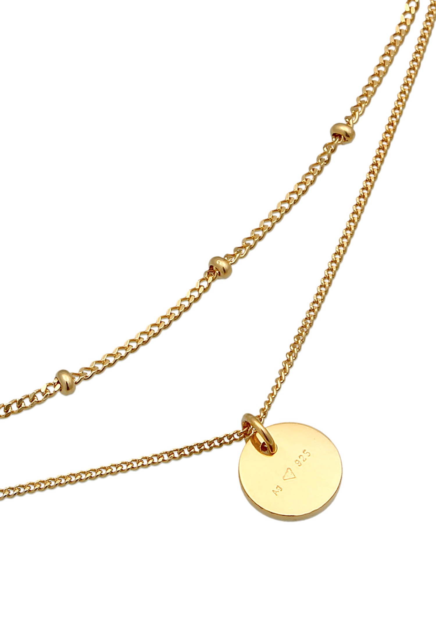 Elli Femmes choker couches plaquettes en argent sterling 925 plaqué or