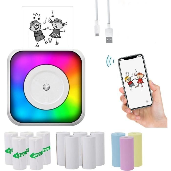 Impresora térmica, Bluetooth, fácil de usar, altamente compatible, portátil, blanca