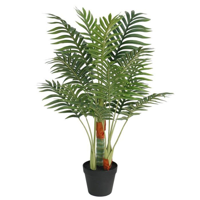 Palmera artificial de 3 troncos - vidaXL - 85 cm - Verde - PP - Alambre interno - Maceta estable - Bajo mantenimiento