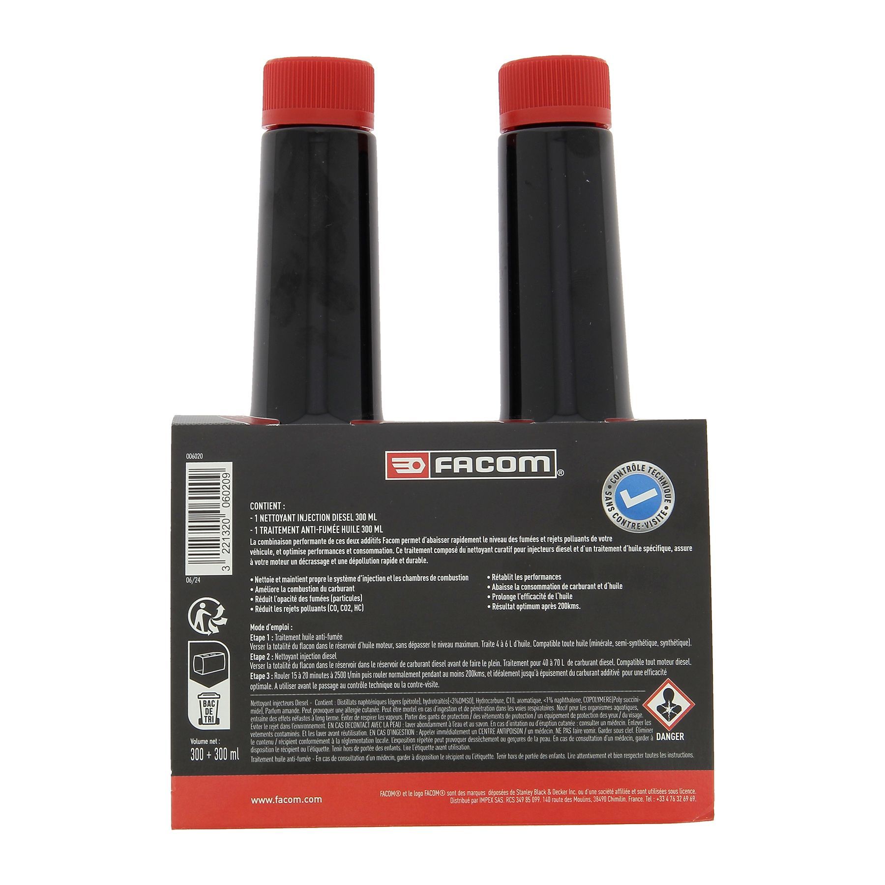 Additivo per kit di revisione motore diesel, 2 x 300 ml - FACOM - Detergente iniettori + trattamento olio