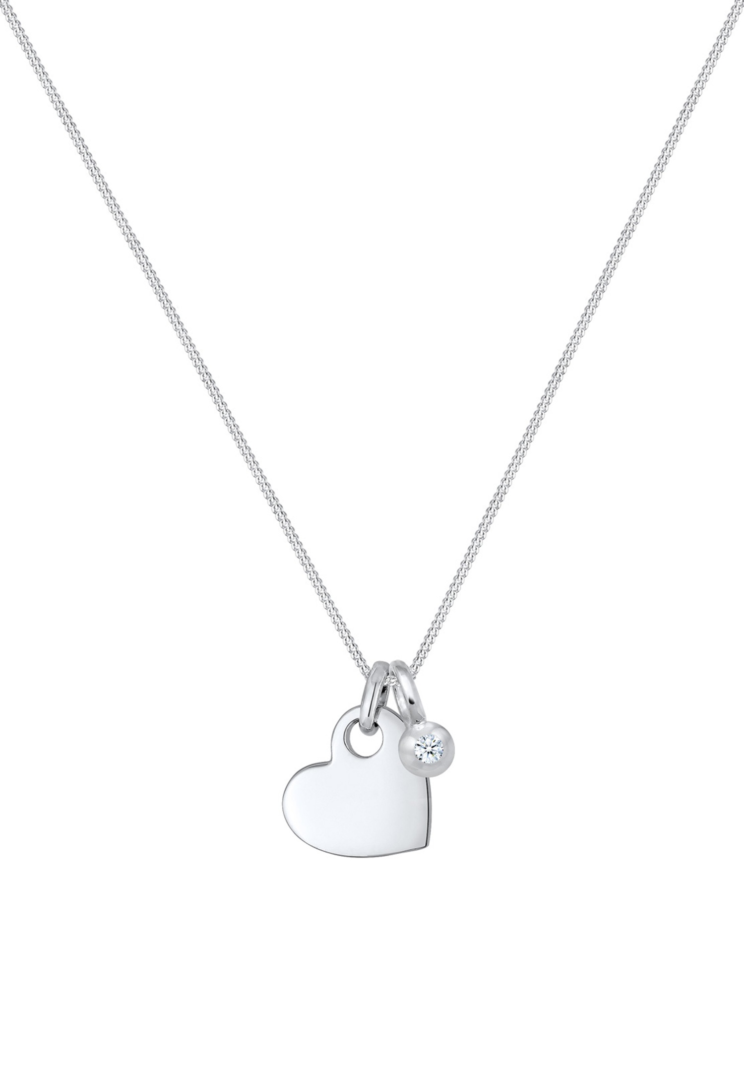Elli DIAMONDS Femme Pendentif Coeur Amour Diamant (0.03 ct.) - (925/1000) Argent