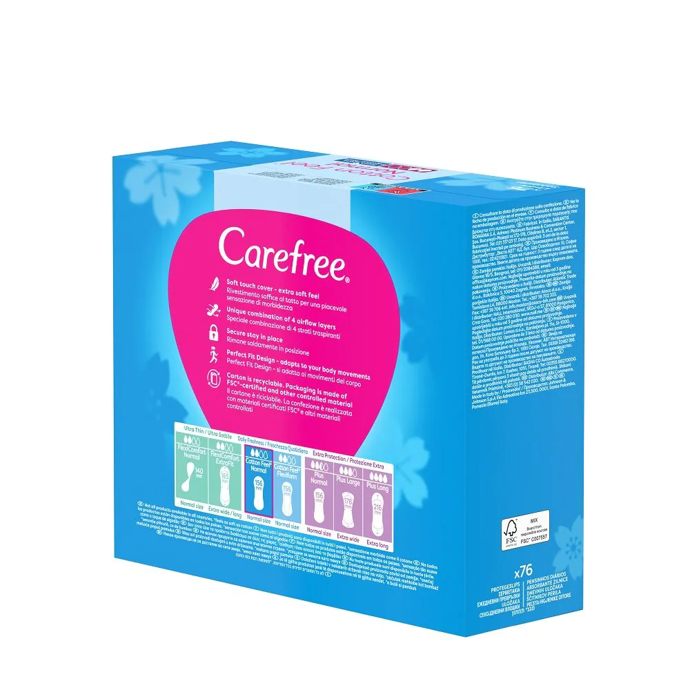 Carefree Cotton Fresh Wkładki Higieniczne 76 Sztuk
