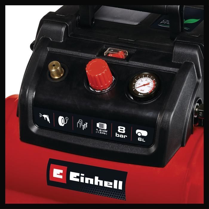 Einhell TC-AC 190/6/8 OF Set Compressor (8 bar, 6 litre air tank, oil-free motor, with accessories)