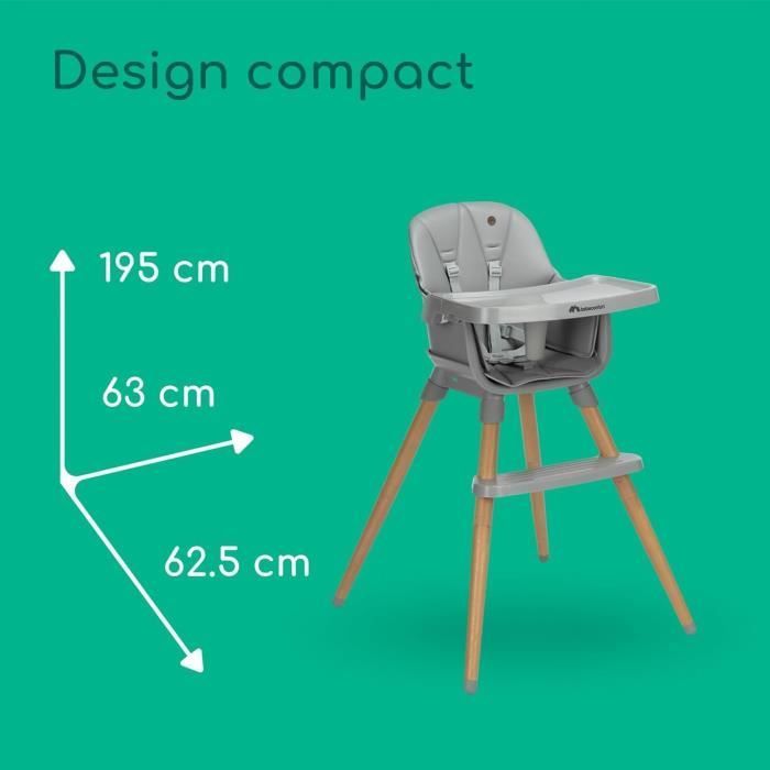 BEBECONFORT AVISTA 2 Omvormbare Kinderstoel, Van 6 maanden tot 6 jaar (30 kg), Getint Grijs