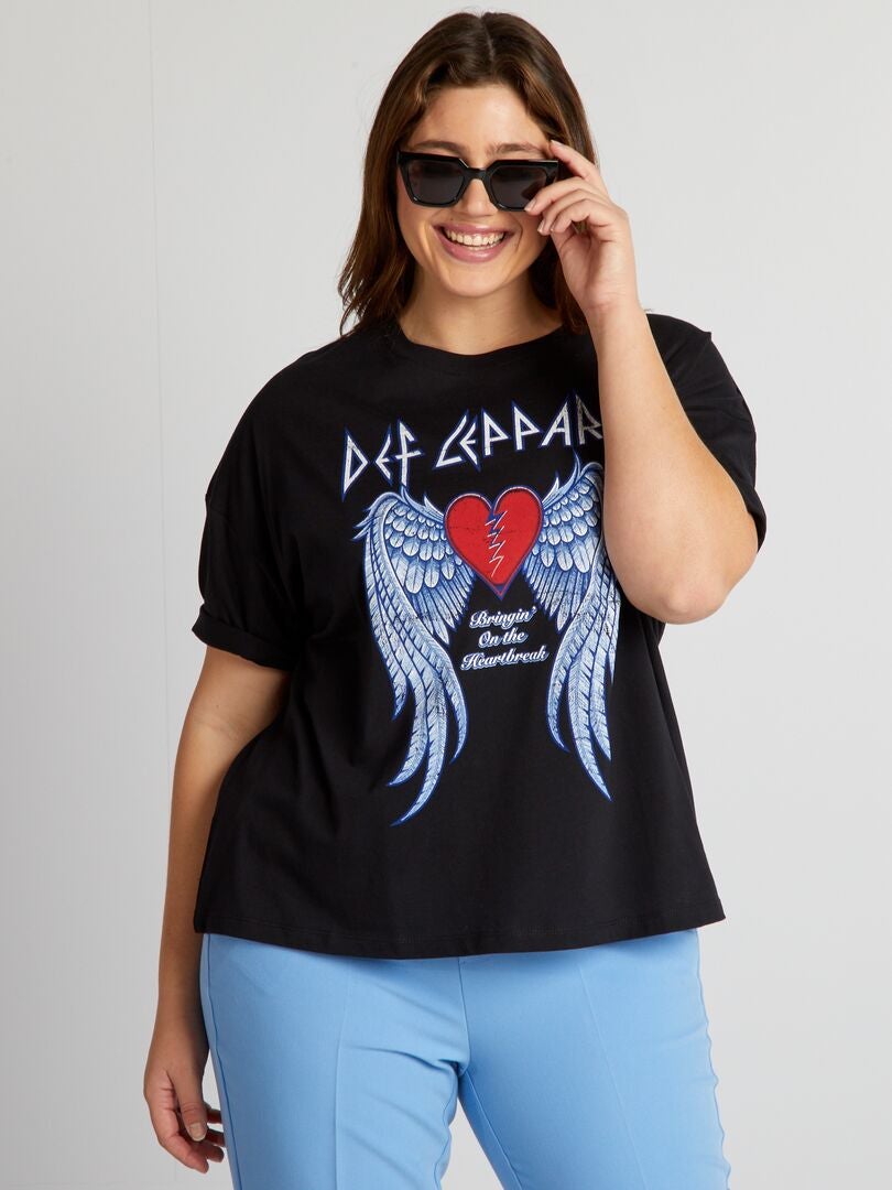 Camiseta com estampa do Def Leppard - Preta