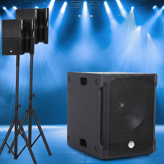 Komplettes 1200-Watt-DJ-PA-System-Paket BM SONIC BMS15-HORN, Satellitenlautsprecher, 38-cm-Subwoofer mit USB/Bluetooth, Kabelhalter
