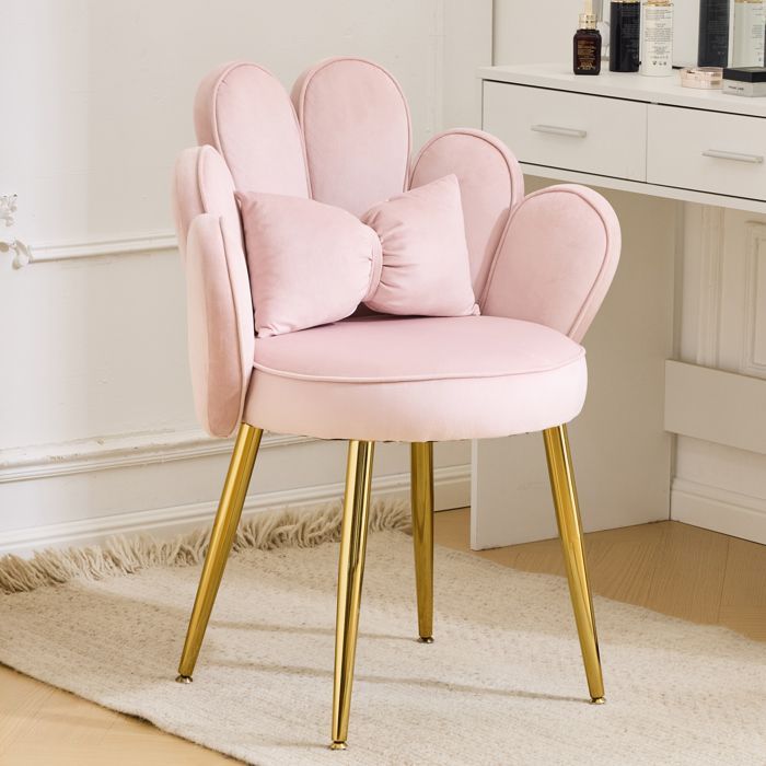 Esszimmerstuhl für Küche, Wohnzimmer und Büro mit Kissen, 65 × 55 × 83 cm, Rosa