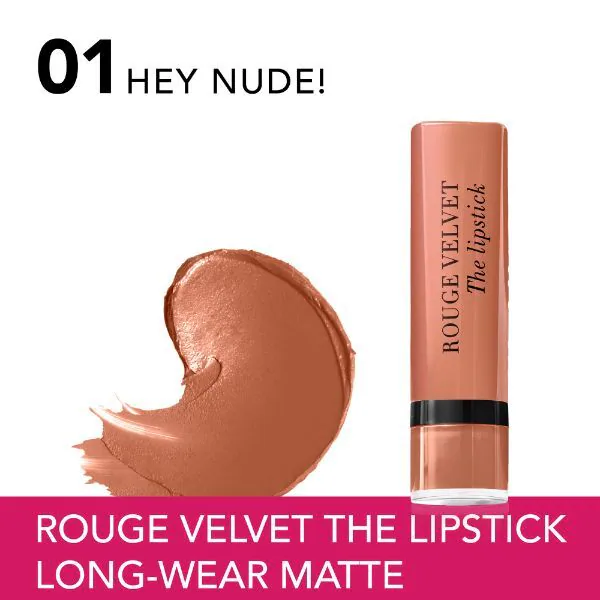 Rtěnka Bourjois Rouge Velvet The Lipstick odstín 01 Hey Nude