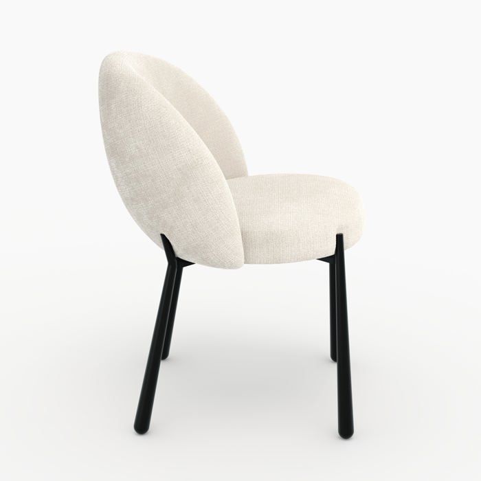 Set mit 2 Stühlen aus ecrufarbenem Chenille-Samt und schwarzem Metall – Pulpy – Rendez-Vous Déco