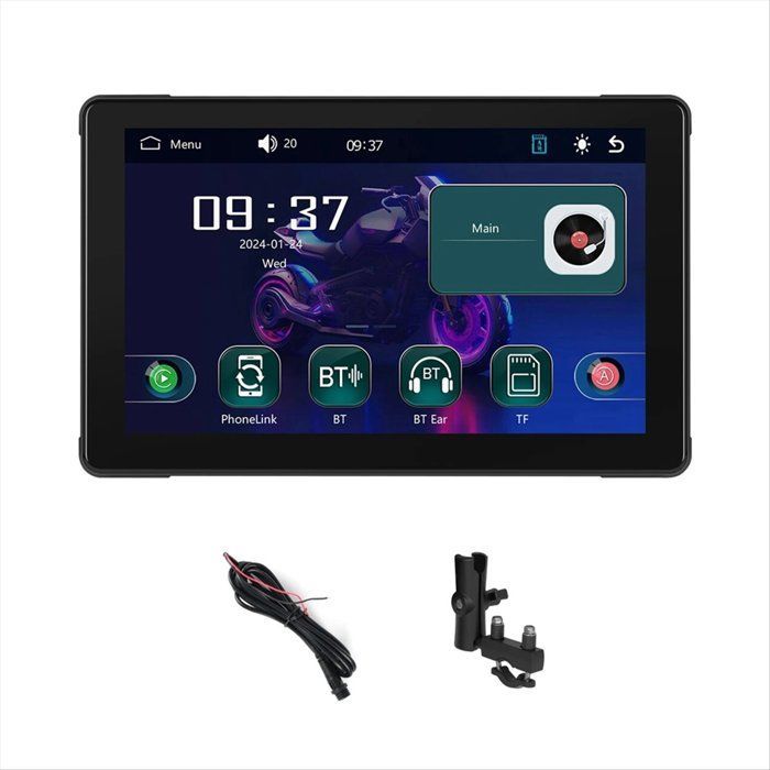 Monitor portátil Android de 7 pulgadas con GPS para motocicleta, resistente al agua, compatible con CarPlay e inalámbrico.