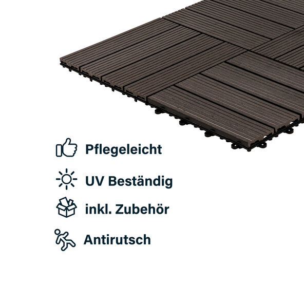WPC-Holzfliesen BAVARO, 1 m², anthrazit