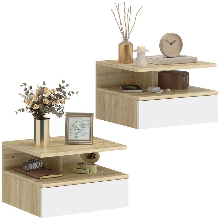 HOMCOM - Bedside Tables - Particleboard - 35x32x22.5cm - White
