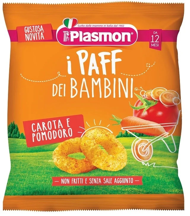 PLASMON Plasmon Paff wortel en tomaat 15 g ongefrituurd en zonder toegevoegd zout