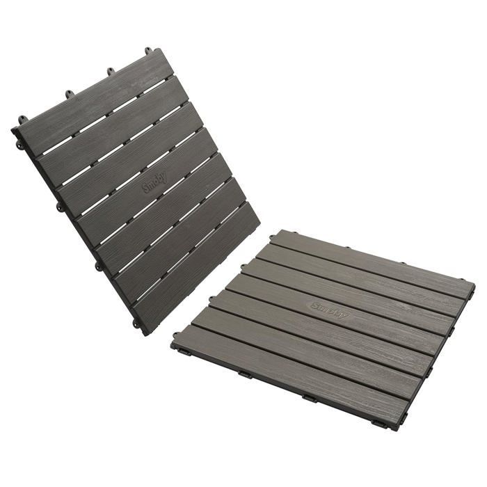 Smoby - Set di 6 piastrelle - Pavimentazione per casetta da gioco - Resistente ai raggi UV - 45x45 cm - Effetto legno - Plastica riciclata al 100% - Prodotto in Francia