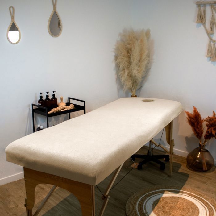 Drap housse de protection en éponge pour table de massage -Beige - Vivezen