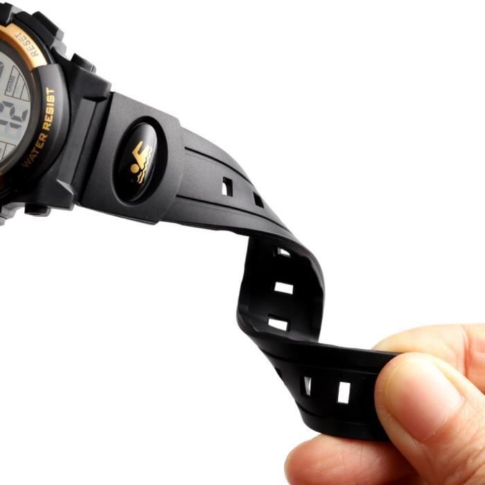 Montre Sport Montres de Luxe Enfants Garçon Numérique Étanche Horloges Watch Noir Bleu Cadeau de Noël