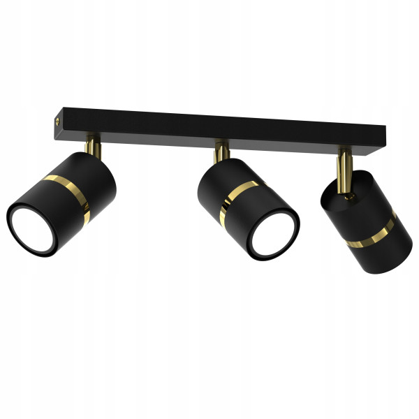 Lampa sufitowa listwa regulowane 3x gu10 czarna złota