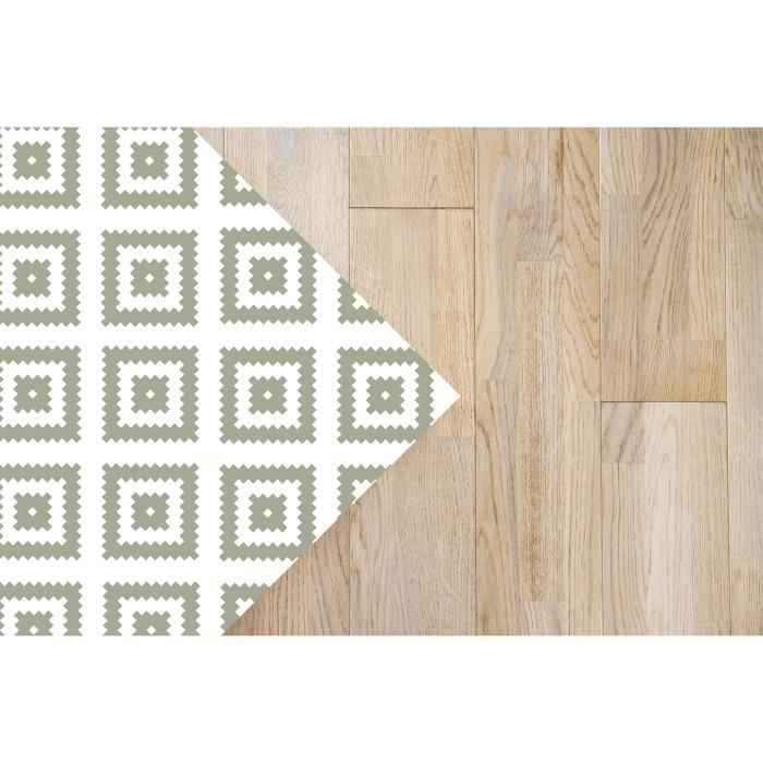 Alfombra de vinilo - Panorama - Cuadrados verdes - 60x200 cm - Resistente - Para interior/exterior