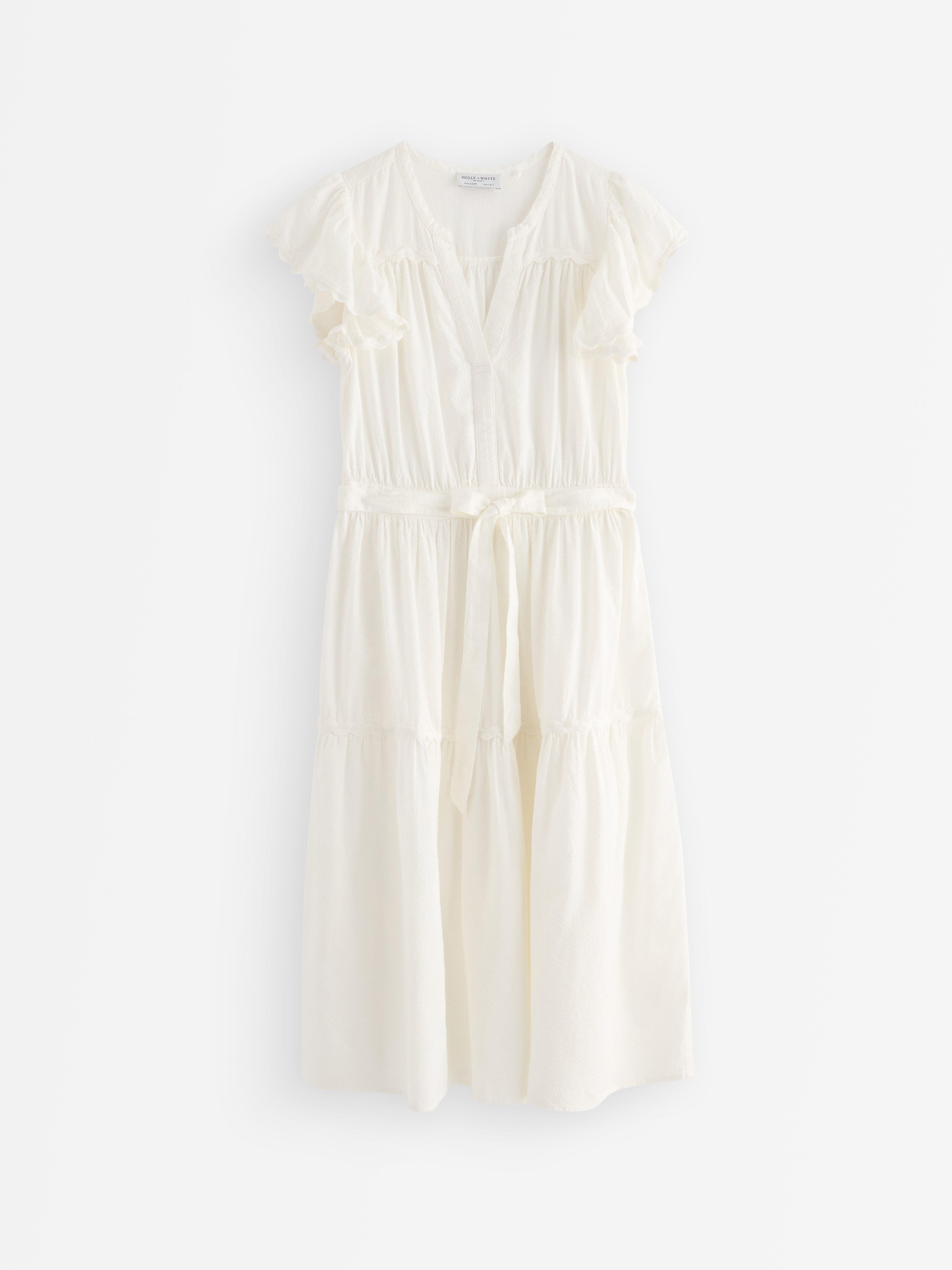 Midikjole med rysjer Off White