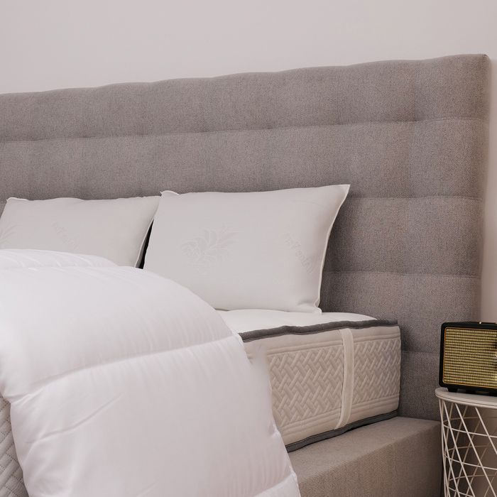 VIEW upholstered headboard in high-quality grey fabric - width 90 x length 105 cm