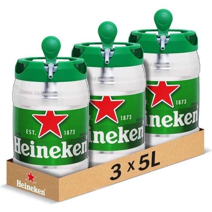 Heineken - Lager 5% ABV - 3 x 5L kegs
