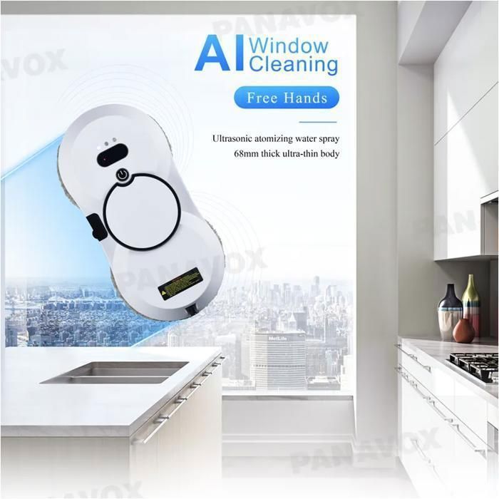 Robot Nettoyeur Vitre Automatique 5600Pa avec 3 Modes de Nettoyage, 10 Chiffons, Télécommande, pour Toutes Les Surfaces Lisses