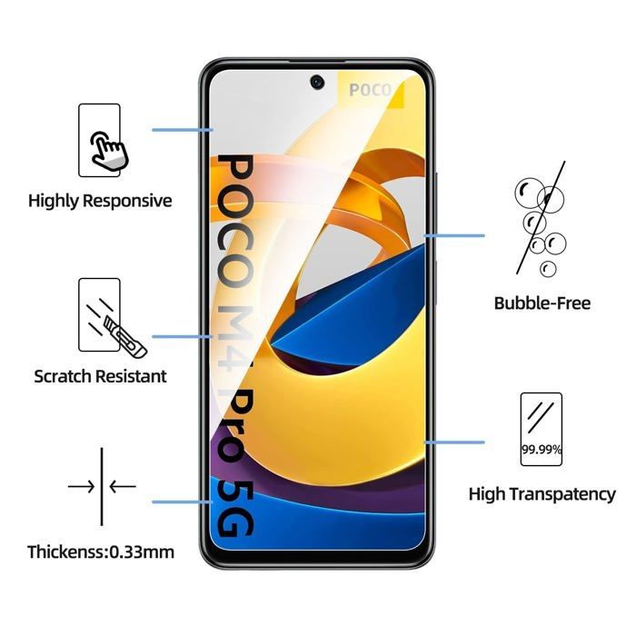 3er-Pack gehärtetes Glas für Xiaomi Poco M4 Pro 5G, Poco X4 GT, effektiver Displayschutz gegen Kratzer – blasenfrei