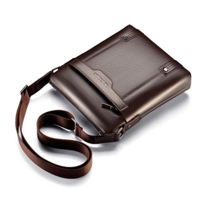 Bolso de hombro - Marrón - Piel sintética - 28x25x6 cm - Estilo ejecutivo - Para hombre