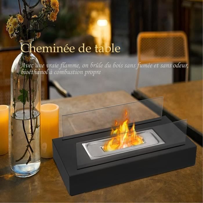 Chimenea de sobremesa - LZQ - Modelo de bioetanol - Acero inoxidable - Negro - Saludable y no tóxico