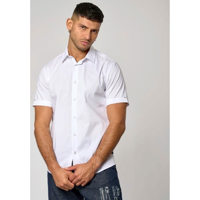 Camisa blanca de hombre KOURA - KAPORAL - Corte ajustado - Manga corta - Cuello de camisa