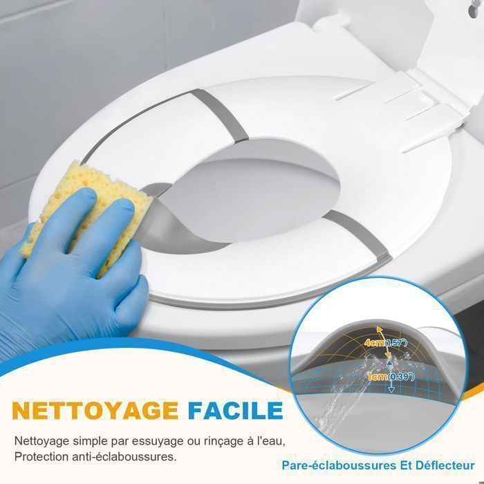 Riduttore per sedile WC per bambini - Rialzo per sedile WC per bambini - Lunghezza regolabile - con barriera anti-urina in gomma morbida - Compatibile con vari WC