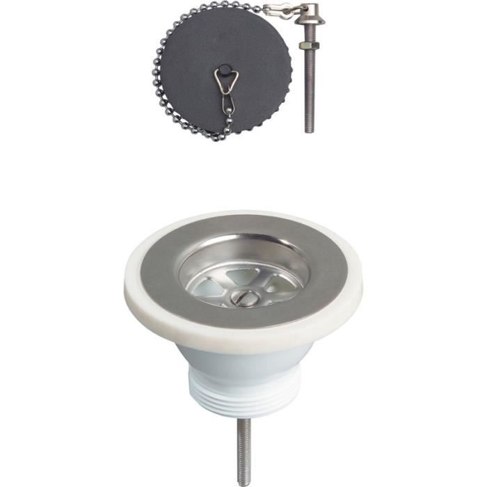 Ralo de pia de cerâmica Wirquin de 60 mm com tampa - sem ladrão - WIRQUIN - Preto - Dimensões: 60 mm