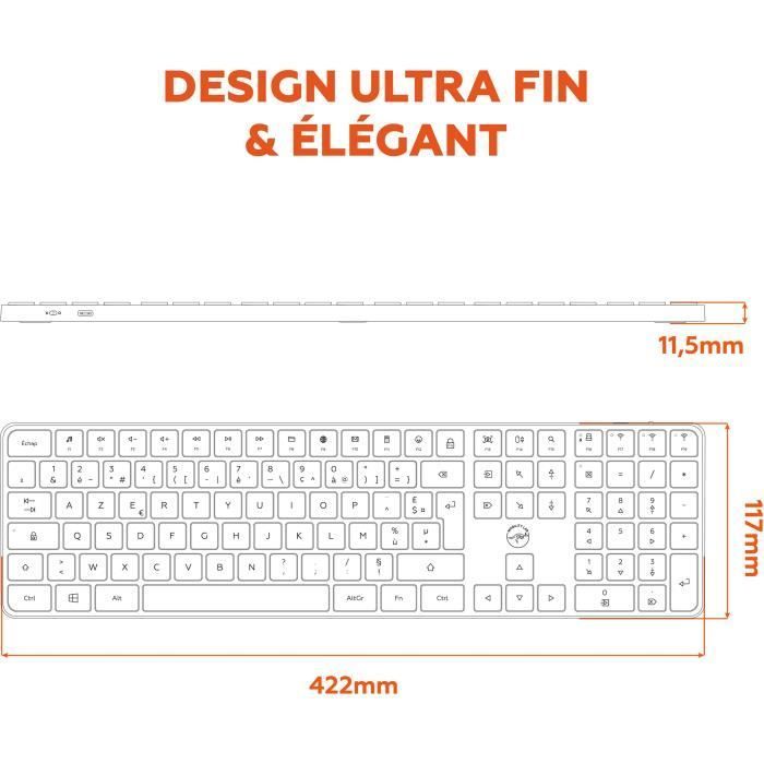 Tastiera - Tasti piatti - MOBILITY LAB - KP430W - Dimensioni standard - AZERTY - Senza retroilluminazione