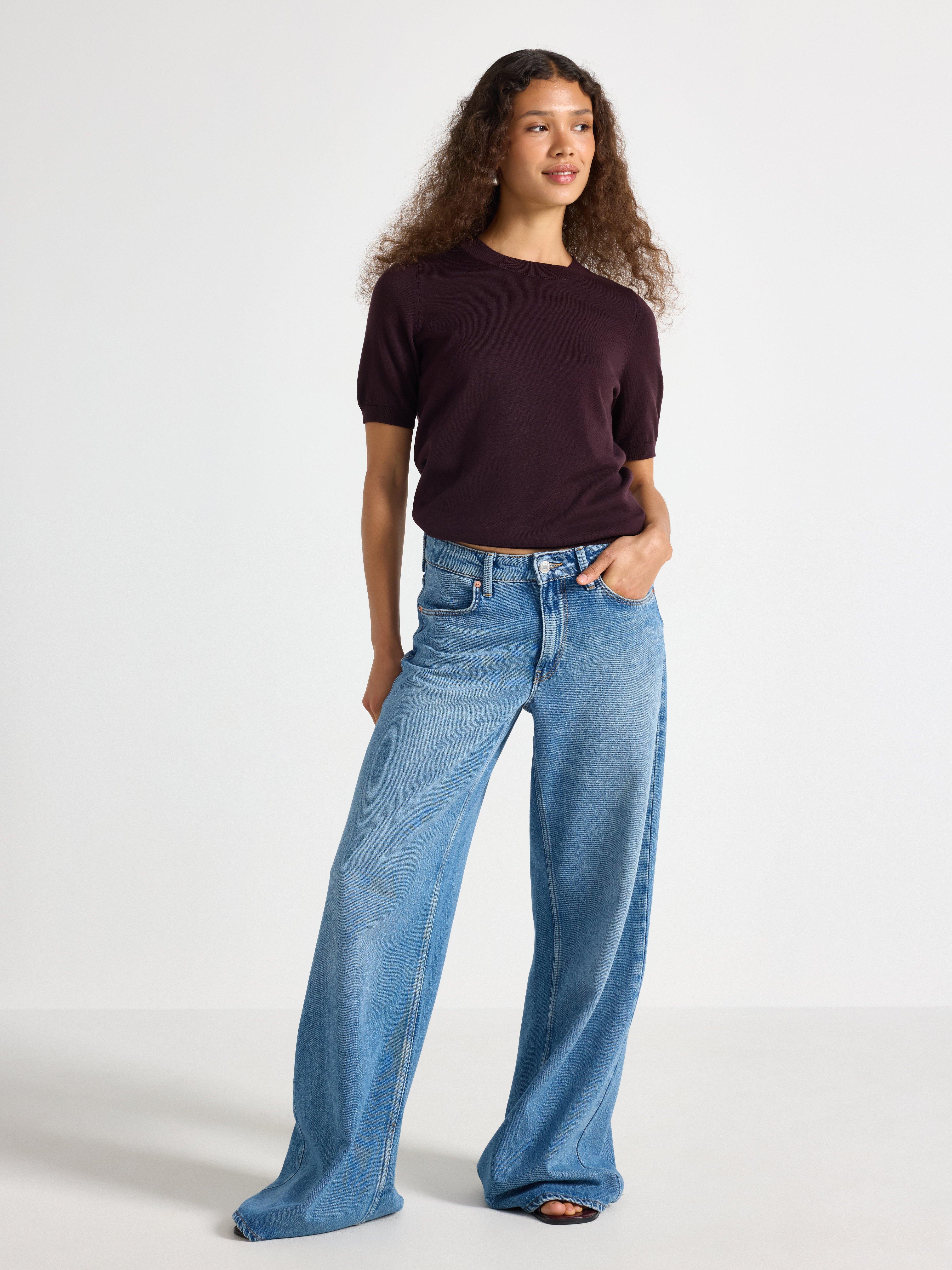 Finstickad top Dark Dusty Red