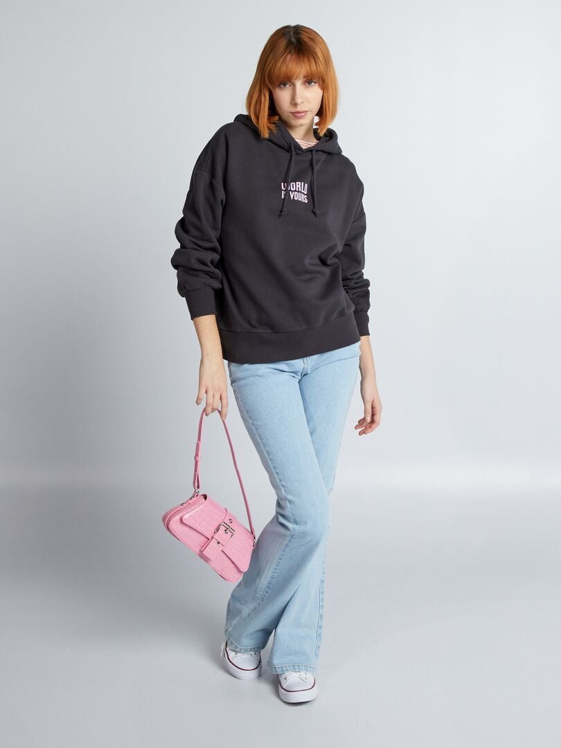 Hoodie met print - ZWART