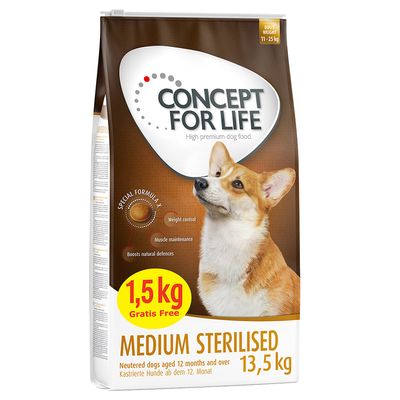 13,5 kg suchej karmy dla psów Concept for Life w dodatkowej torbie – 12 kg + 1,5 kg gratis!*