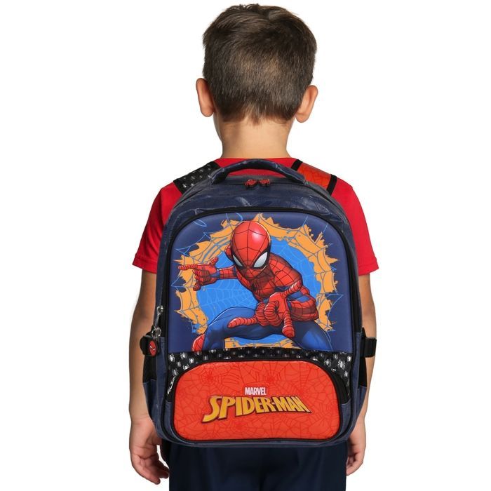 MARVEL Spider Man RENFORCÉ Sac à dos scolaire, CARTABLE pour garçon, pochette pour ORDINATEUR PORTABLE 41x30x15cm