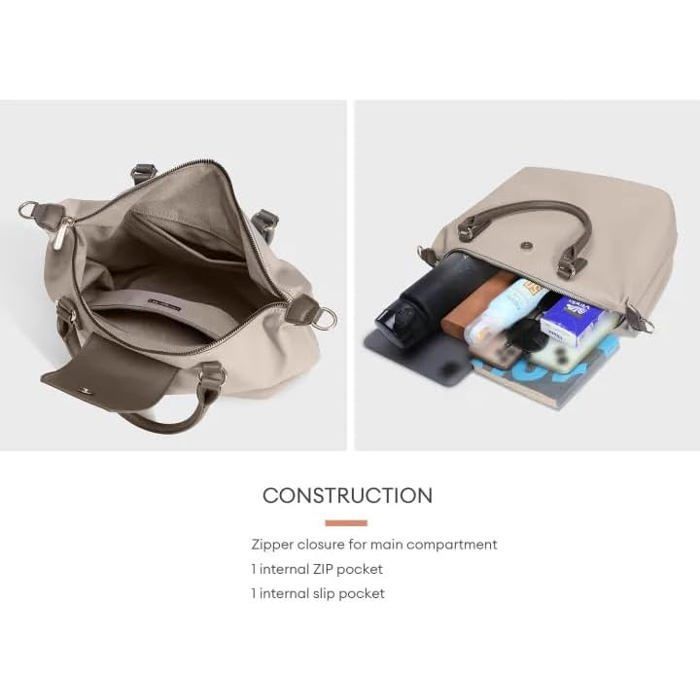David Jones - Bolso tote de nailon para mujer - Bolso de compras suave, bolso de hombro/bandolera - Elegante y a la moda - Marrón topo