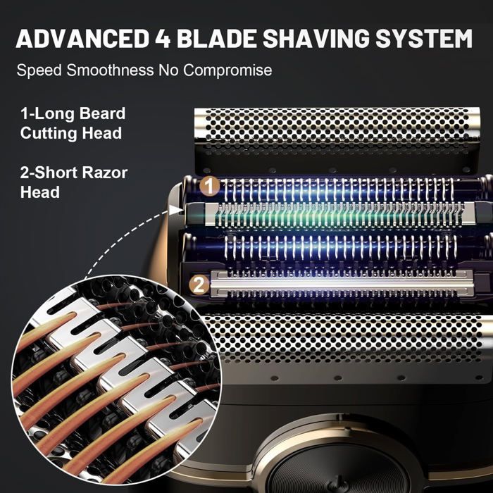 Sweker Men's Electric Razor, 4 Blades, Floating Head, Waterproof Wet/Dry Foil Shaver, Portable Mini Beard Trimmer