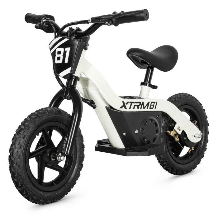Bicicleta de equilibrio eléctrica DX 12 blanca de 24 V y 100 W para niños