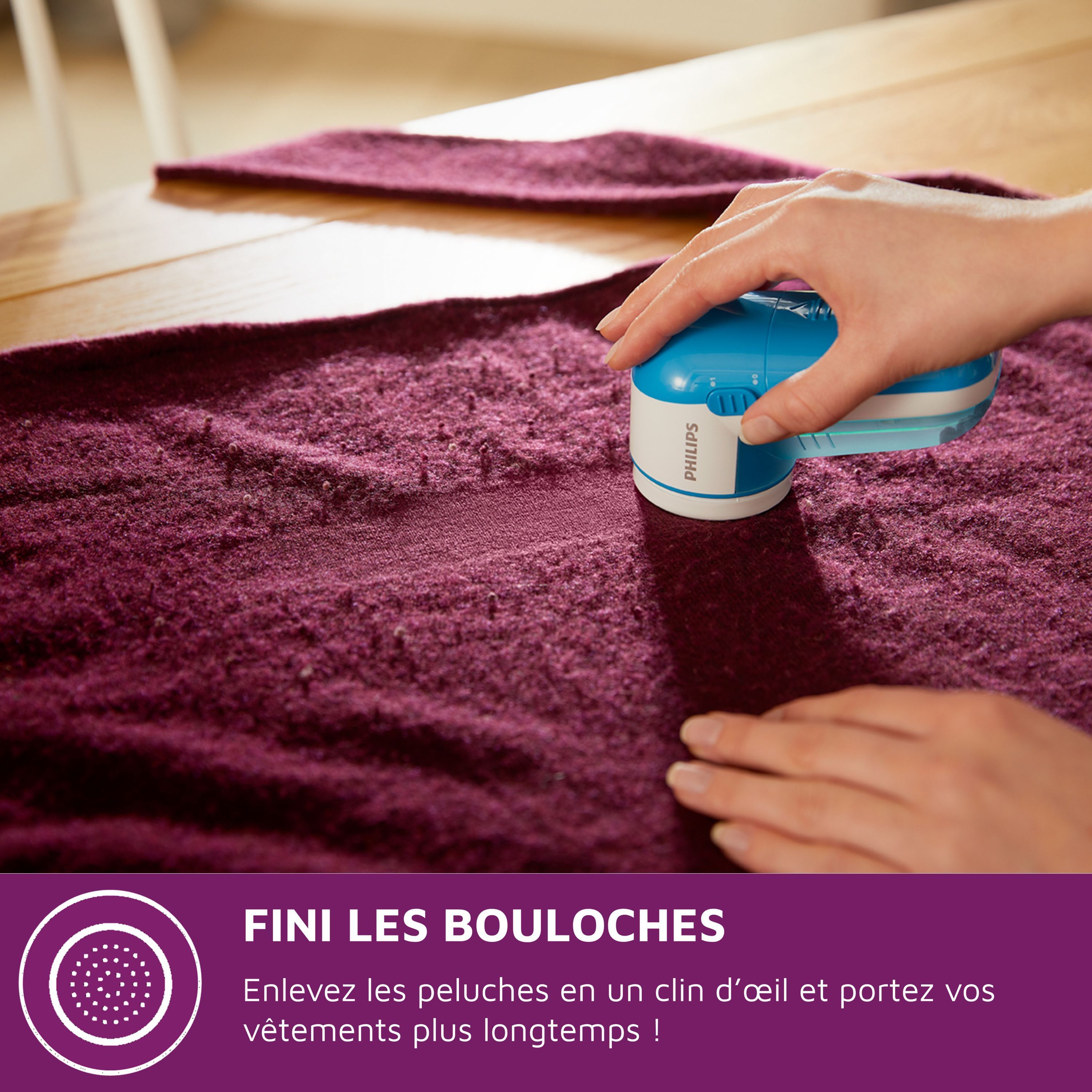 Lint Remover - PHILIPS - GC026/00 - 3 Blades - Battery Operated - Blue/White